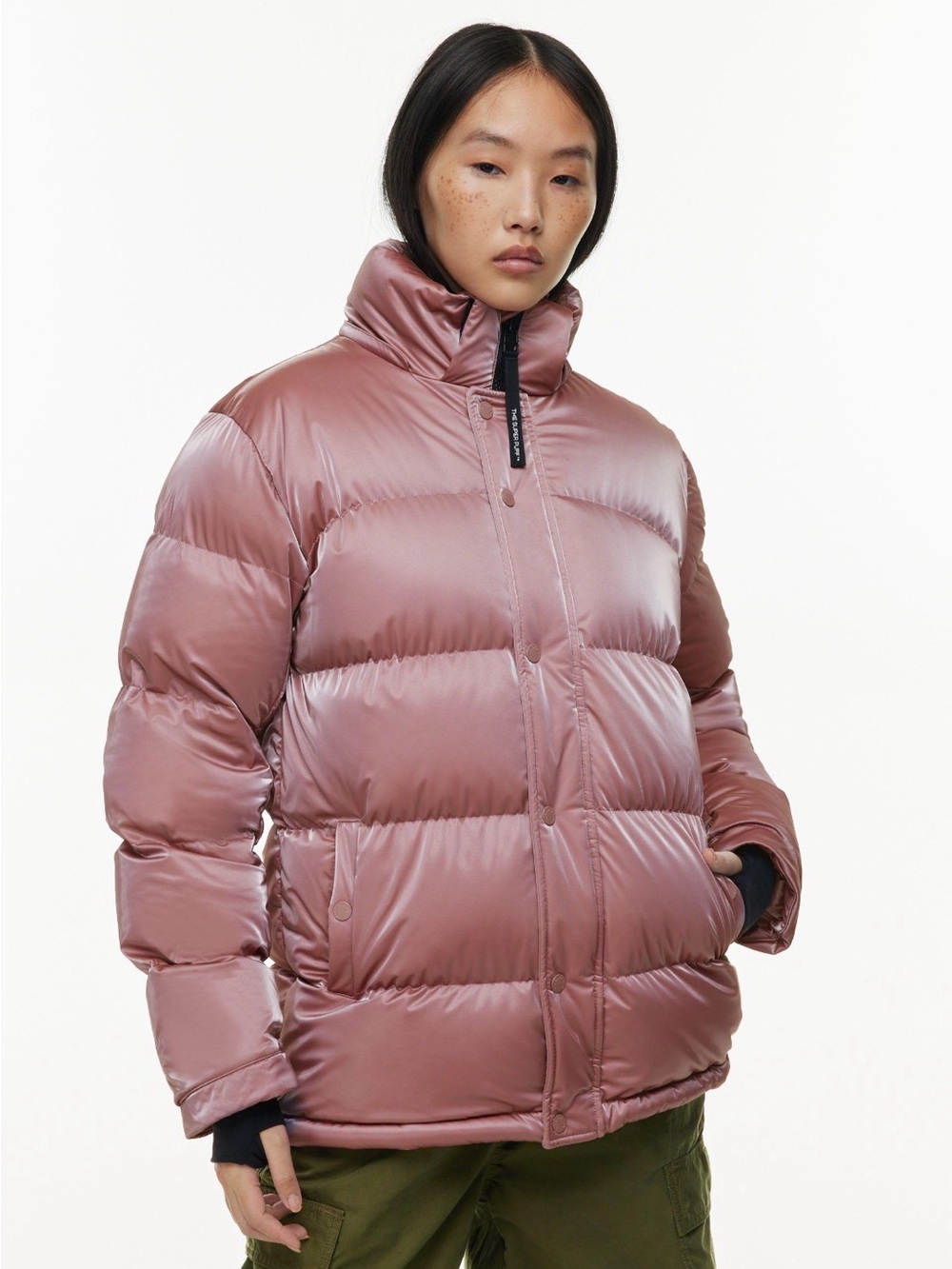 Aritzia SuperPuff Shorty Jacket. Liquid gloss rose